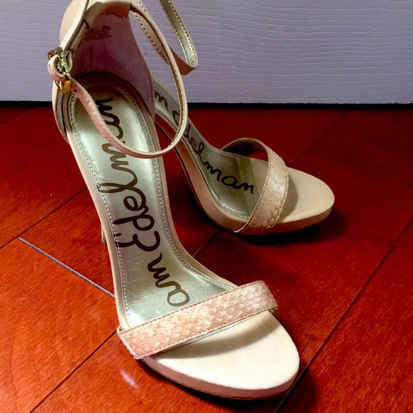Sam Edelman Nude Snakeskin Heel Sandals - Picture 2 of 3